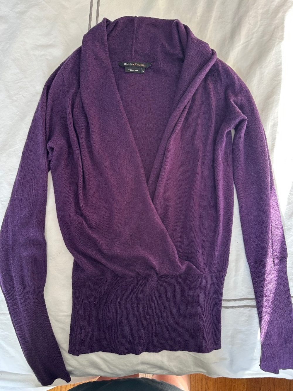 BCBGMaxazria Purple Wrap Sweater